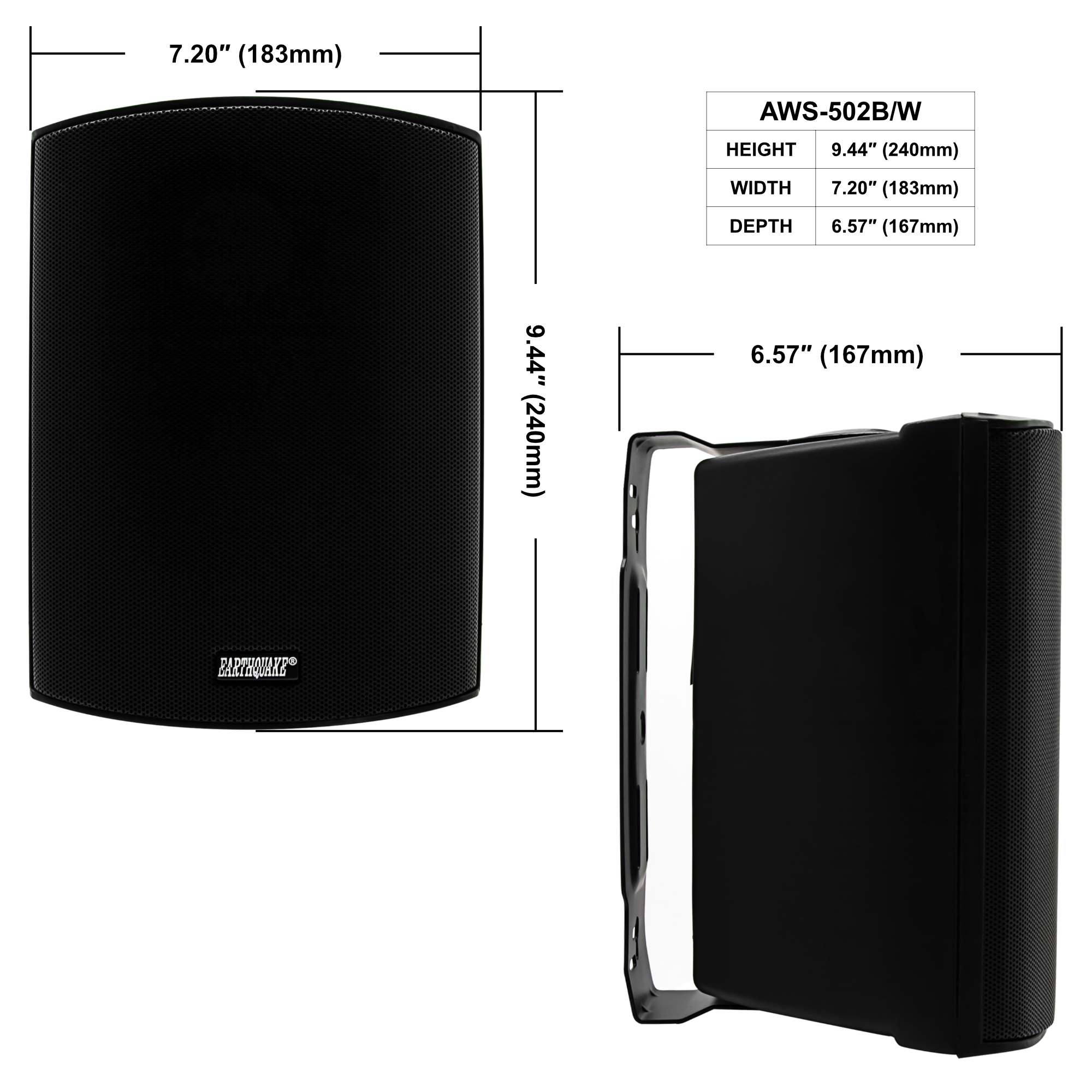 New Earthquake AWS-802B 8" Indoor/Outdoor Weatherproof Speaker Black (Single)