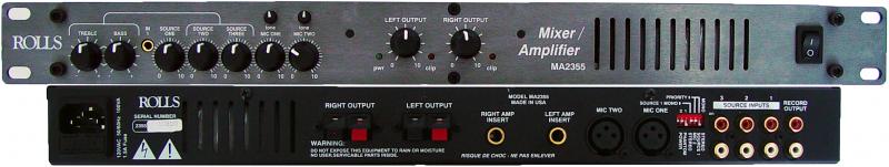 New Rolls MA2355 35Wx2 Stereo Mixer Amplifier with Mic & Source Inputs 1U