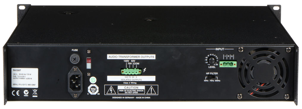 New Electro-Voice PA1250T 250W 70V Commercial Power Amp 120V