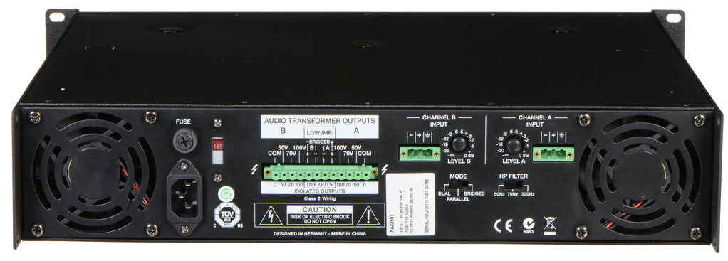 New Electro-Voice PA2250T DUAL CHANNEL 250W Commercial 70V/100V Power Amplifier