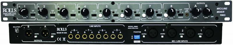 New Rolls RM85 8-Channel Mic/Line Mixer with Dual Zone Outputs & Phantom Power